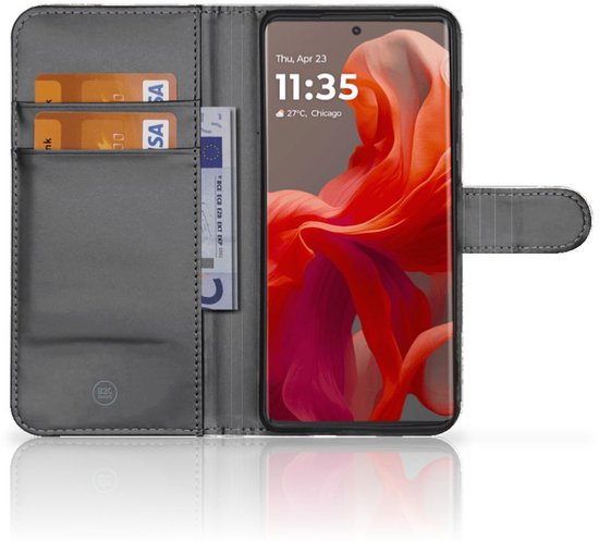 Étui portefeuille pour Motorola Moto G85 Motif oiseaux et fleurs Vintage