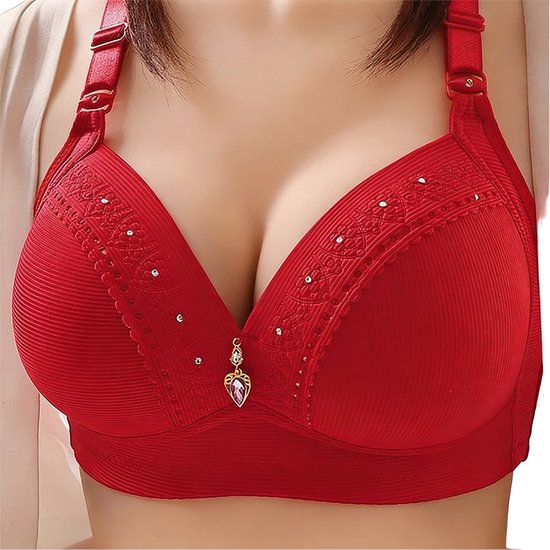 BH -gorge érotique – Soutien-gorge – Rouge – Pierres – Diamants – Femme – Lingerie