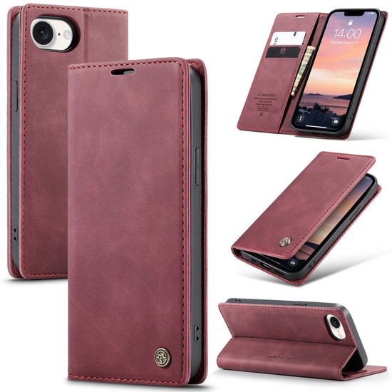 Étui CaseMe – Compatible avec iPhone 16 – Étui portefeuille CaseMe 013 – Bordeaux
