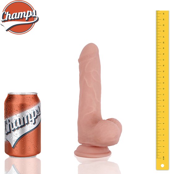 Champs – Ventouse et colonne vertébrale réalistes pour gode Hunky – Dual densité / toucher soft / pliable – 20 cm – Utilisation anale