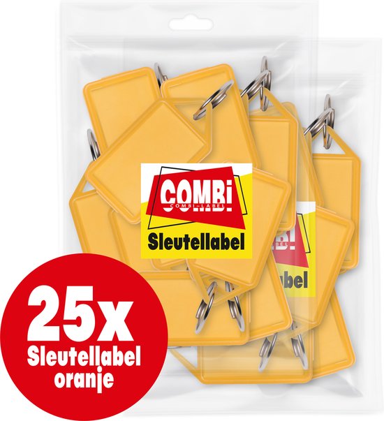 Étiquettes pour clés pliables Combi-Label orange avec incrustation – Porte-clés – Etiquette nominative – pliable 25 pièces