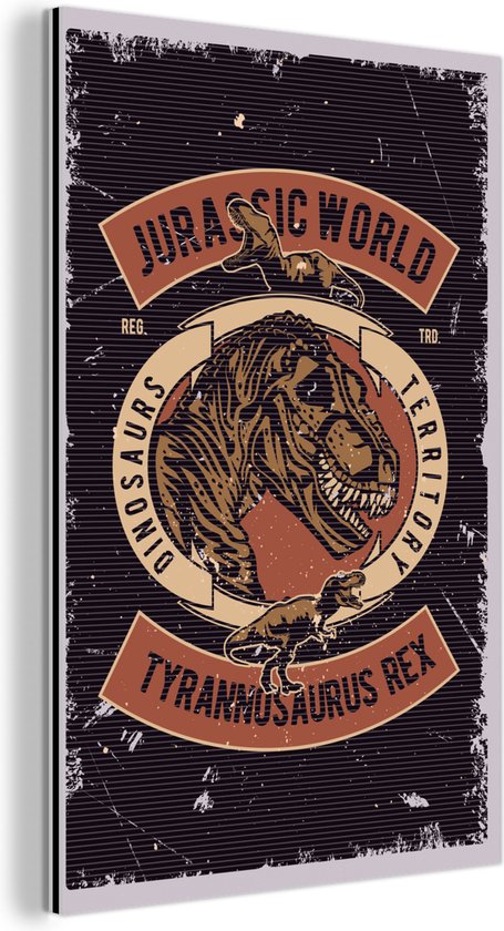 Décoration murale Métal – Aluminium – Monde Jurassique – Dinosaurus – Rétro – 80×120 cm