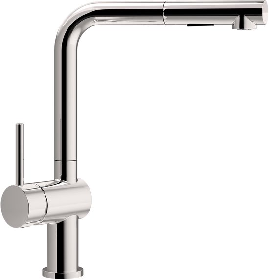 Cecipa Max Robinet de Cuisine Extractible – Forme en L Horizontale – Alliage de Zinc – 2 Types de Jet – Portée d&rsquo;Extraction de 40 cm – Rotation à 360° – Chrome