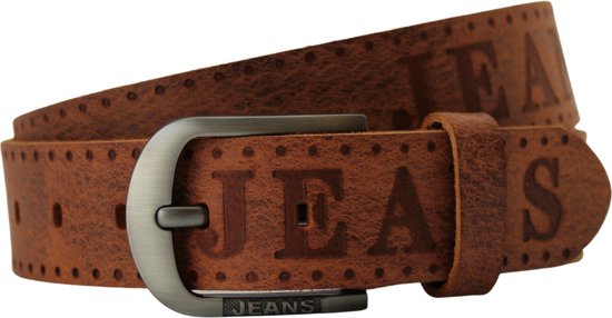 Fana Belts Ceinture en cuir de buffle cognac – Taille 125 – Riem en jean imprimé – Ceinture en jean – Ceinture résistante