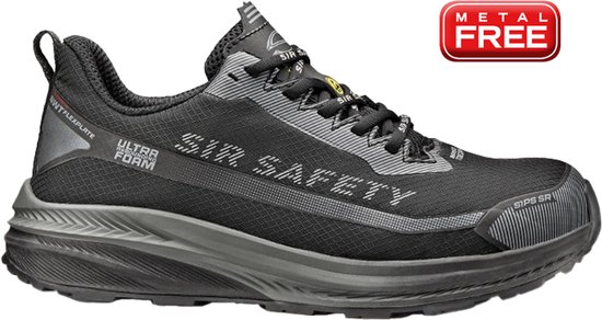 Chaussures de sécurité SIR SAFETY UNIQUE S1PS pour hommes, Zwart , avec embout en Nano fibre de verre et semelle intermédiaire Ultra légère, antidérapantes SR et Protection ESD