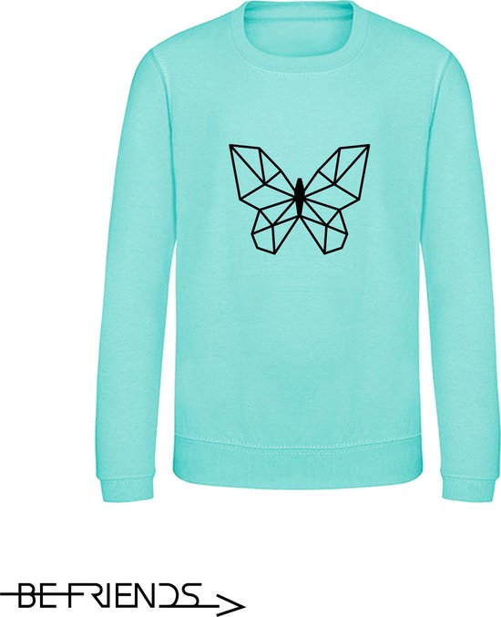 Be Friends Sweater – Vlinder – Kinderen – Mint groen – Taille 9-11 ans