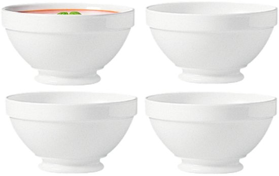 Bols à soupe Arcoroc – Bols traiteur – 6x – blanc – D13 x 7 cm – opale – bols sur petit socle – empilables – petit-déjeuner/collation