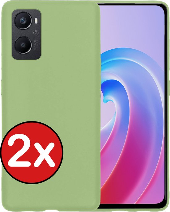 Coque OPPO A96 Coque en Siliconen – Coque OPPO A96 Coque Siliconen – Vert – 2 PACK