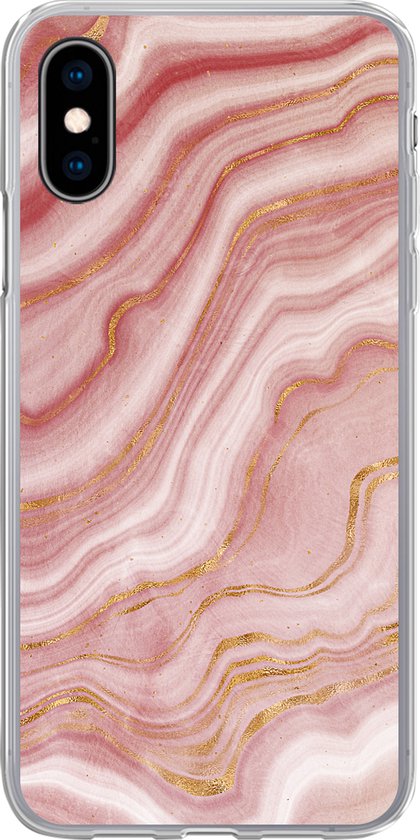 Coque pour iPhone X – Imprimé marbré – Rouge – Wit – Coque en Siliconen téléphone –