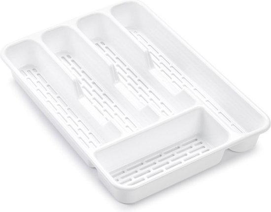 Bestekbak à couverts / porte-couverts 5 compartiments blanc – 27 x 33 x 4,5 cm – Accessoires de rangement de Cuisine