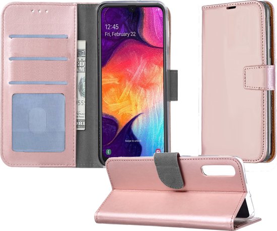 Étui à Rabat Flip Bookcase pour Samsung Galaxy A50 – Rose Gold