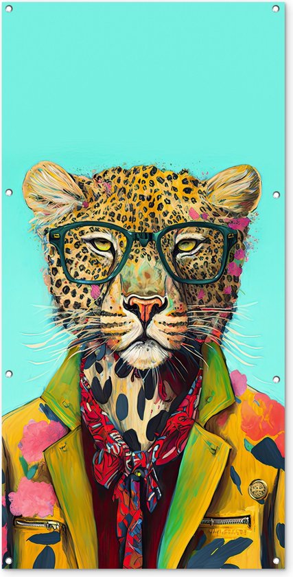 Décoration murale extérieure Animal – Lunettes – Léopard – Noeud – Design – 80×160 cm