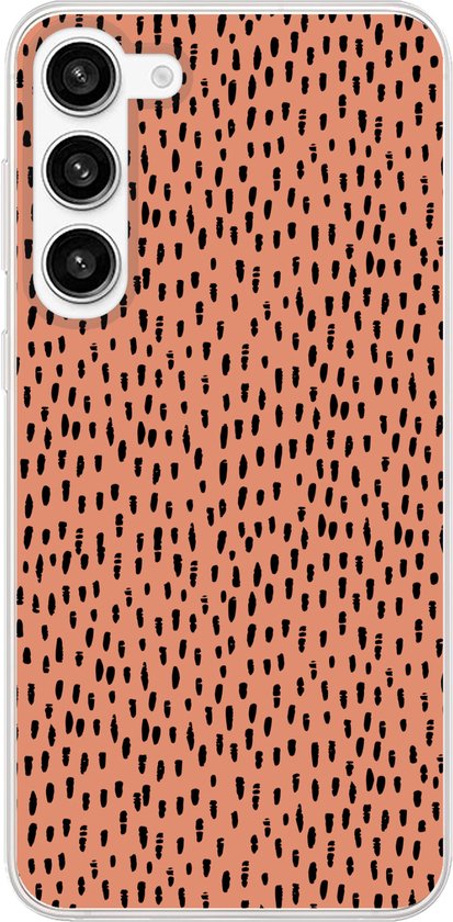 Étui de téléphone Convient pour Samsung Galaxy S23 Plus étui – Pois – Zwart – Oranje – Siliconen Étui de téléphone Étui de téléphone