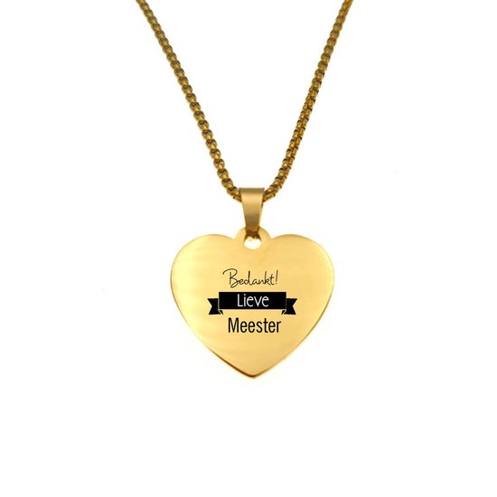 Chaîne en acier inoxydable – Coeur – Or – Merci cher Maître