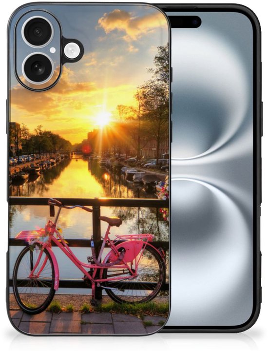 Coque de téléphone Convient pour iPhone 16 Créez une coque avec bord noir Canaux d&rsquo;Amsterdam