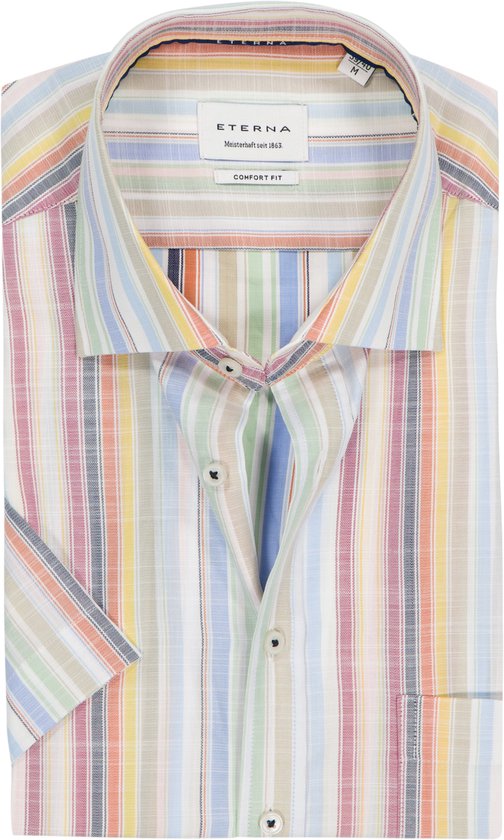 Chemise ETERNA coupe confort manches courtes – structure – rayures multicolores