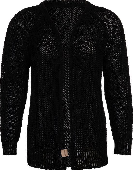 Daisy Short Knitted Women&rsquo;s Cardigan – Cardigan printemps-été – Cardigan femme composé à 80% de coton recyclé – Zwart – 40/42
