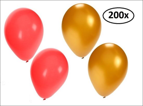 Ballons hélium 200x rouge et or