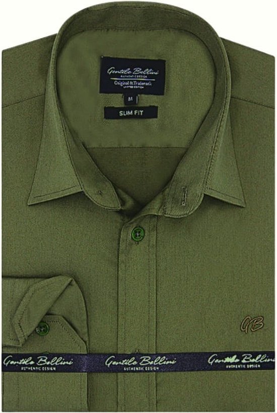 Chemise homme – Coupe slim – Satin uni de luxe – Vert – Taille XXL