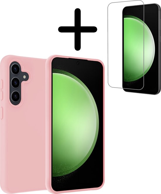 Coque pour Samsung S23 FE Coque arrière en Siliconen avec film protecteur d&rsquo;écran – Coque adaptée pour Samsung Galaxy S23 FE Case Cover Case – Rose clair