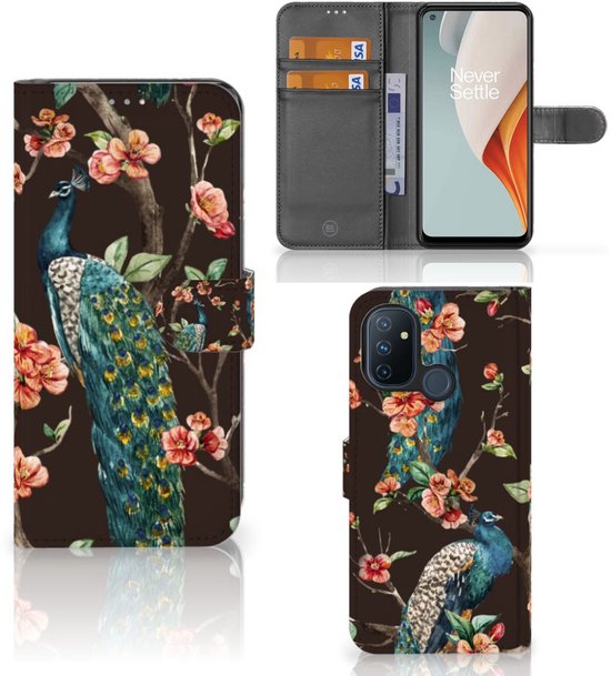 Coque OnePlus Nord N100 Bumper Housse Etui de Protection Compatible avec Peacock Avec Des Fleurs