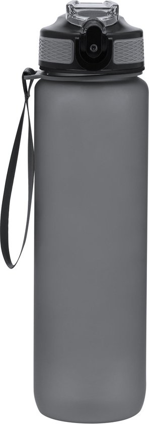 Bellatio Design Gourde/gourde de sport Olympic Dream – noir – plastique RPET – 1000 ml – bouchon à vis – avec indication du contenu