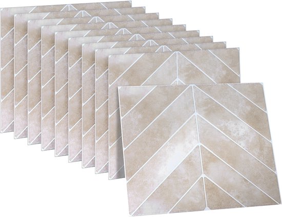 Carrelage adhésif Dekorix – Set de 10 carreaux autocollants – Stickers carrelage – Cuisine – Salle de bain – 29*23cm – Beige