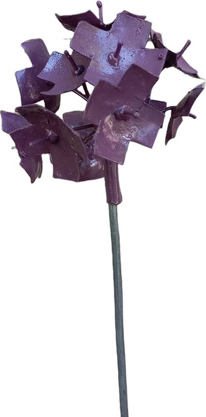Bouchon de jardin Floz Design fleur violette – oignon ornemental en fer – 60 cm – fait main et commerce équitable