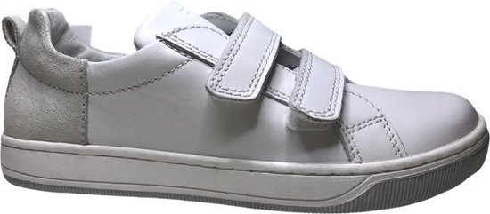 Baskets cuir velcro Naturino caleb blanc gris taille 32