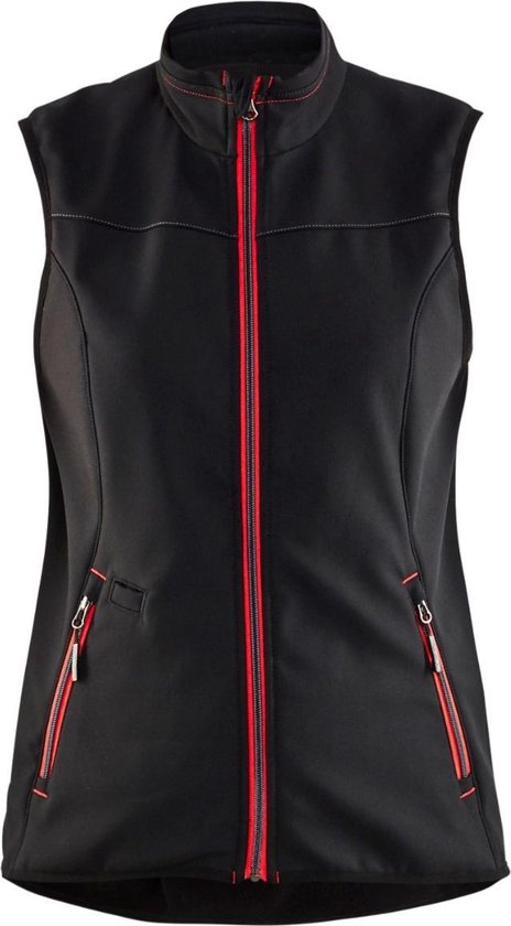 Blaklader 3851 Bodywarmer Softshell Femme Zwart/Rouge