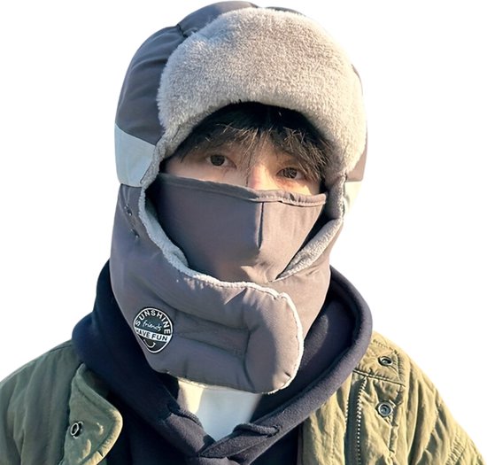 Bovista Bonnet d&rsquo;hiver – Homme – Femme – Adultes – Bonnet – Masque de ski – Cagoule – Cagoule – Masque de ski – Sports d&rsquo;hiver – Face Mask complet – Masque d&rsquo;hiver – Gris foncé Wit