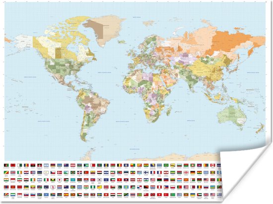 Cartes du monde – Wereldkaart – Drapeau – Oranje – Vert – 80×60 cm