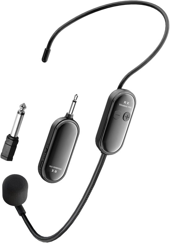Casque microphone sans fil, système de microphone casque 2,4 G, charge USB-C, portée de transmission de 30 mètres, adapté aux haut-parleurs, amplificateurs, systèmes de sonorisation, enseignement, instructeurs de fitness et guides touristiques.
