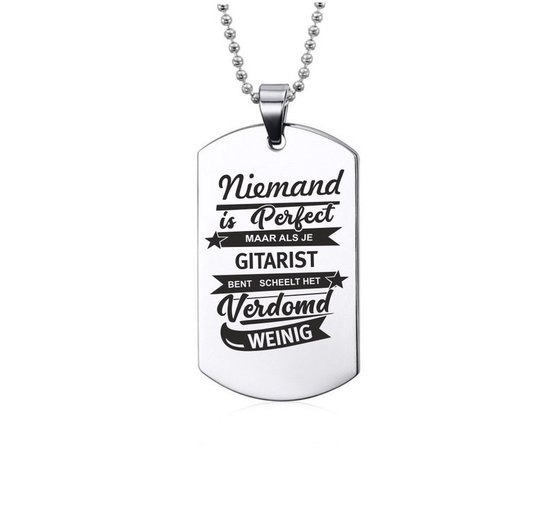 Collier en acier inoxydable – Personne n&rsquo;est Perfect – Guitariste