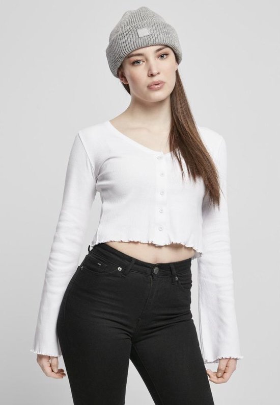 Cardigan Urban Classics -4XL- Côtelé Court Wit