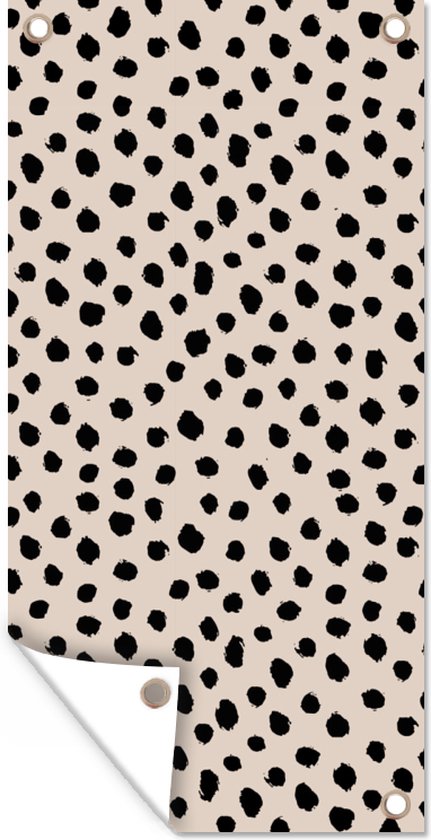 Décoration murale extérieur Dots – Zwart – Beige – 80×160 cm – Toile de jardin – Affiche extérieure
