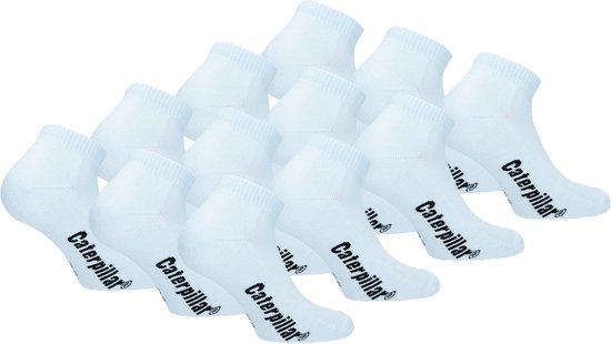 Caterpillar 12 Paires Chaussettes Travail-Sport – Semelle Bouclette – Coton Blanc, 43-46