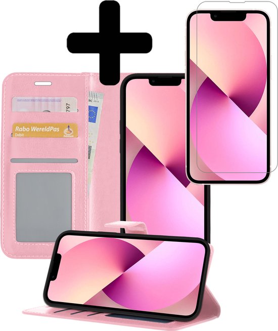 Coque pour iPhone 14 Pro Max Case Book Case Cover Wallet Cover avec protection d&rsquo;écran – Coque pour iPhone 14 Pro Max Case Bookcase Cover – Rose clair