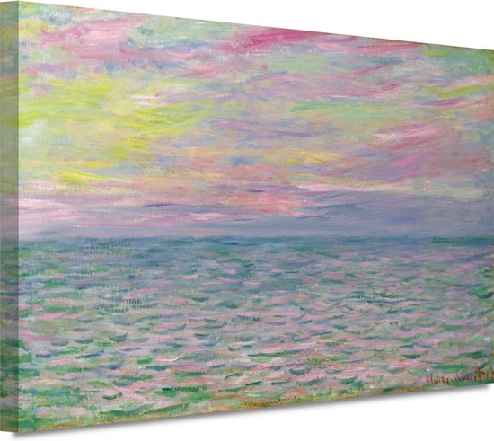 Coucher de soleil en mer, à Pourville – Portrait de Claude Monet – Tableaux mer – Peinture sur toile Nature – Tableaux classiques – Tableaux sur toile salon – Décoration bureau 100×75 cm