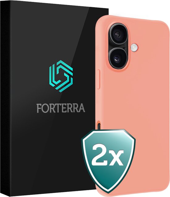 Coque adaptée pour iPhone 16 Plus Coque en Siliconen – Coque adaptée pour iPhone 16 Plus Coque arrière – Pêche – Lot de 2
