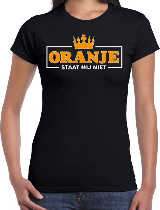 Bellatio Decorations T-shirt de déguisement pour la Fête du Roi Dames – l&rsquo;orange ne me va pas – noir – vêtements de fête L