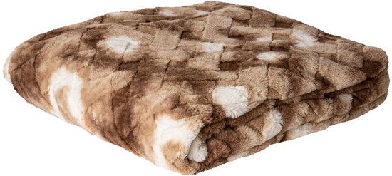 Couverture PTMD Geraldine – 220x240x2 cm – Imitation Bont – Marron