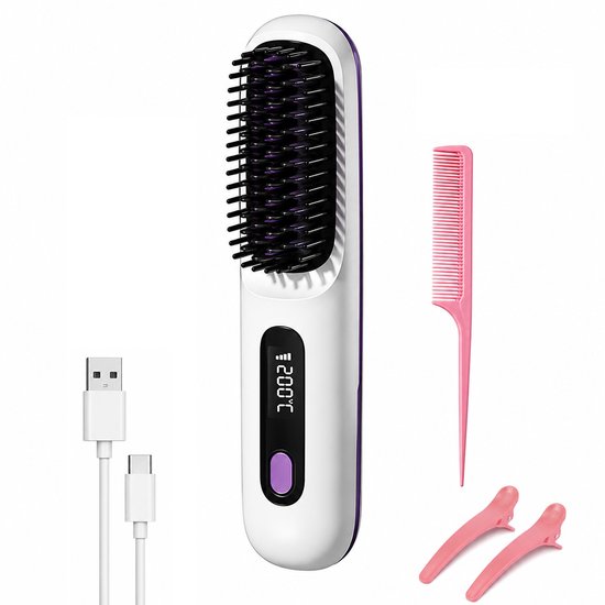 Brosse lissante et bouclante sans fil portable S7