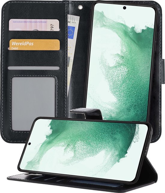 Coque adaptée pour Samsung S22 Case Bookcase Case 2 en 1 – Coque adaptée pour Samsung Galaxy S22 Case 2 en 1 – Zwart