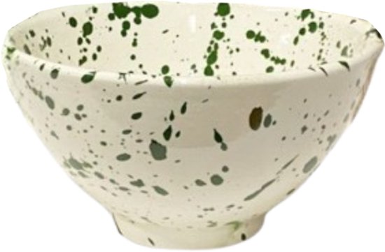 Bol – Bol à Salade – Bol de Service Handgemaakt – Petit Bol pour Salade & Fruits – 15 cm – Céramique – Vert Tacheté