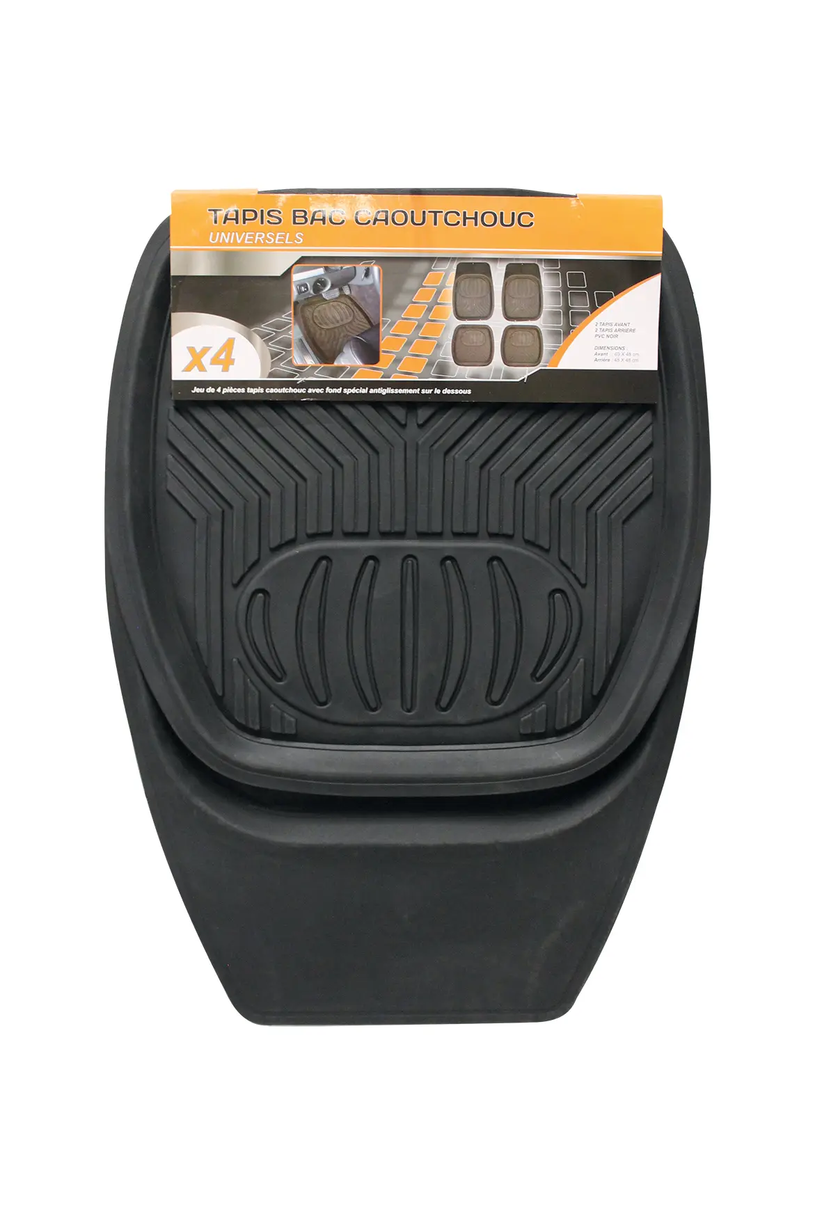 ARCOLL – 4 tapis voiture bac PVC noir