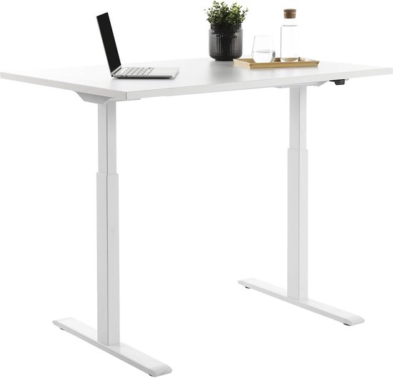 Bureau Novihome 120 – Réglable électriquement en hauteur – Plan de travail ergonomique 120×80 cm – Blanc NoviHome