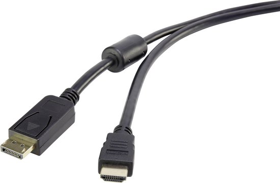 Câble de connexion Renkforce DisplayPort / HDMI [1x prise DisplayPort – 1x prise HDMI] 5 m Zwart