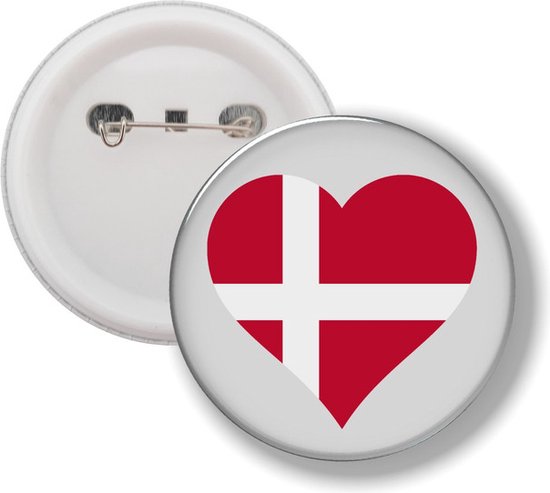 Bouton Avec Epingle – Coeur Drapeau Danemark