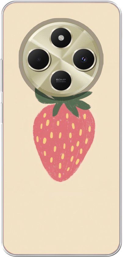 Étui de téléphone Convient pour Xiaomi Convient pour Redmi 14C étui – Fraise – Minimaliste – Rouge – Fruit – Siliconen Étui de téléphone Étui de téléphone